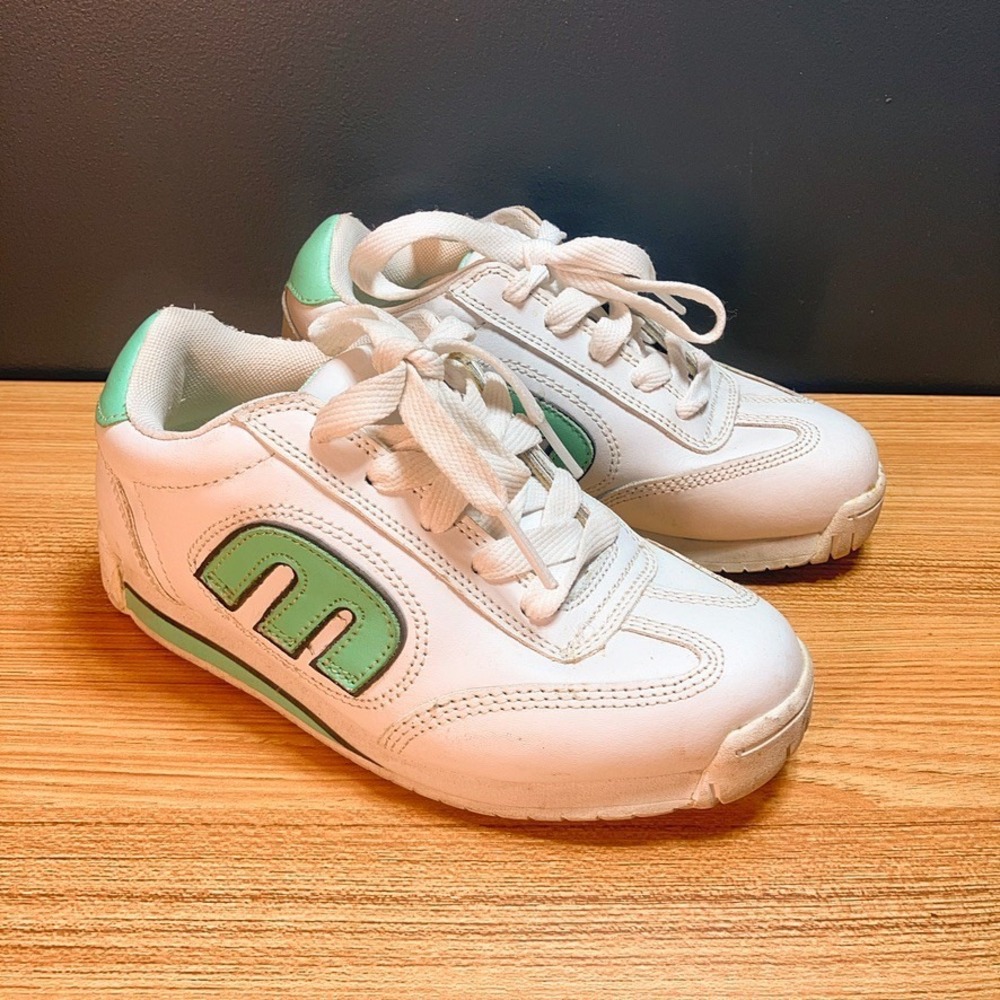 Y2K Etnies Lo Cut II Shoes Women's US 5.5 Chunky Skater White Green 00s Emo VTG